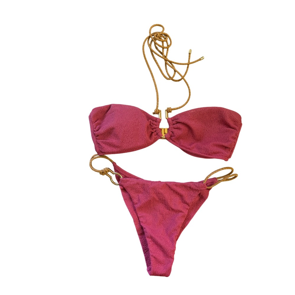 Vix Paula Hermanny Burgundy 2 piece Bikini Set Rooe Detail Size Medium